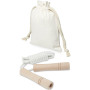 Denise wooden skipping rope in cotton pouch - Off white/Wood