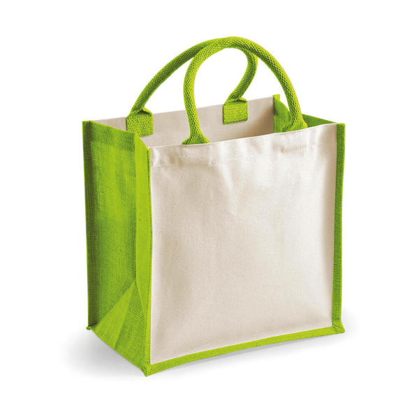 Printers' Midi Jute Bag - Apple Green