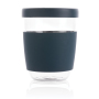 Ukiyo borosilicaat glas met siliconen deksel en sleeve, blau