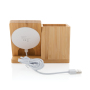Calgary bamboe 5W draadloze oplader met pen houder, bruin