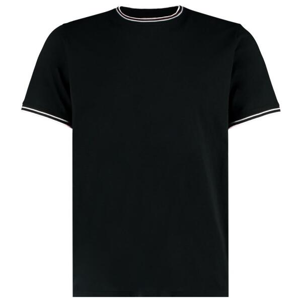 Fashion Fit Tipped T-Shirt, Black/Grey, L, Kustom Kit