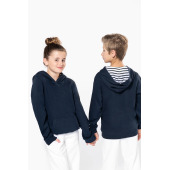 Unisex kindersweater met contrasterende capuchon met motief Navy / Mariniere 6/8 jaar