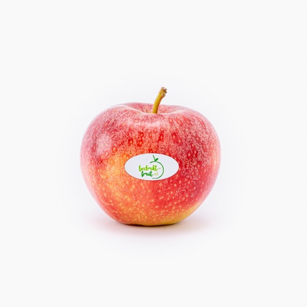Bedrukte Rode appel met fruitsticker