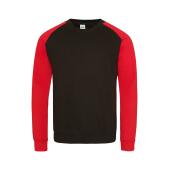 AWDis Baseball Sweatshirt, Jet Black/Fire Red, L, Just Hoods