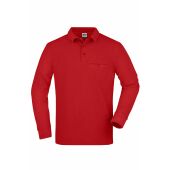 Men's Workwear Polo Pocket Longsleeve - red - XL
