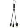 Metal 3-in-1 charging cable with keychain - Solid black
