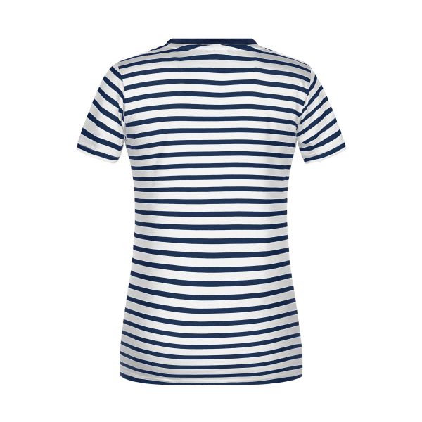 Ladies' T-Shirt Striped - white/navy - XXL