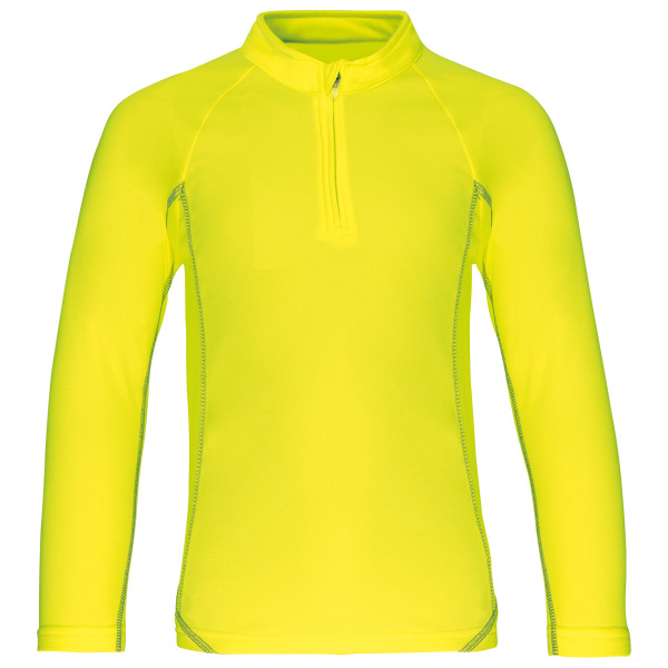 Sportshirt met lange mouwen ¼ ritssluiting voor kinderen Fluorescent Yellow 10/12 ans