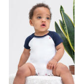 Baby Baseball Playsuit - White/Heather Grey/Red - 3-6