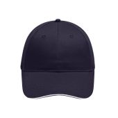 MB6212 6 Panel Brushed Sandwich Cap - navy/white - one size