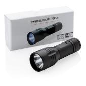 3W CREE zaklamp medium, zwart