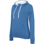 Damessweater met capuchon in contrasterende kleur Tropical Blue / White XS