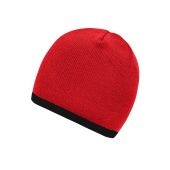 MB7584 Beanie with Contrasting Border rood/zwart one size