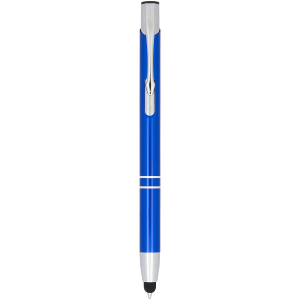 Moneta anodized aluminium click stylus ballpoint pen - Royal blue