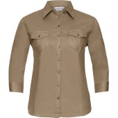 Ladies' Roll Sleeve Shirt - 3/4 Sleeve Khaki Beige S