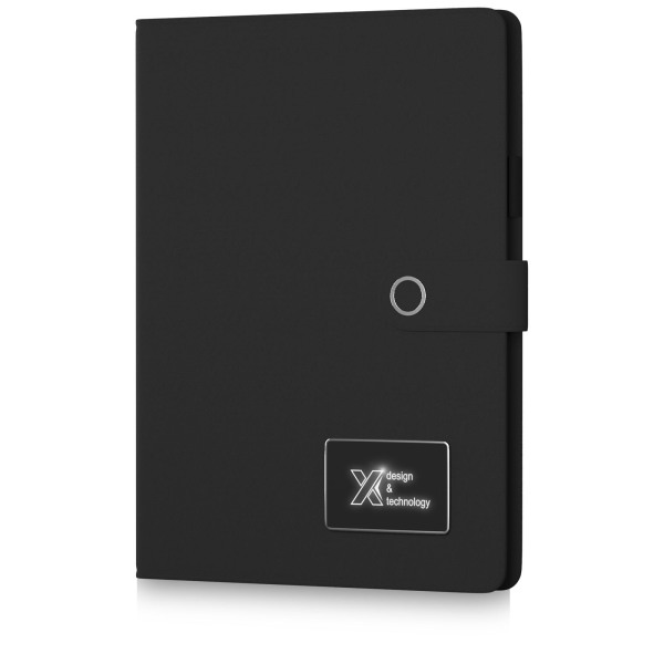 SCX.design O17 A4 notitieboek met oplichtend logo - Zwart/Wit