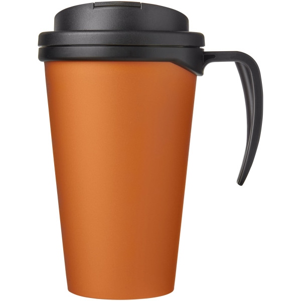 Americano® Grande 350 ml mug with spill-proof lid - Orange/Solid black