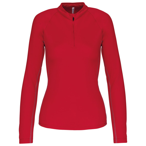 Damesrunningsweater Met Halsrits Sporty Red S