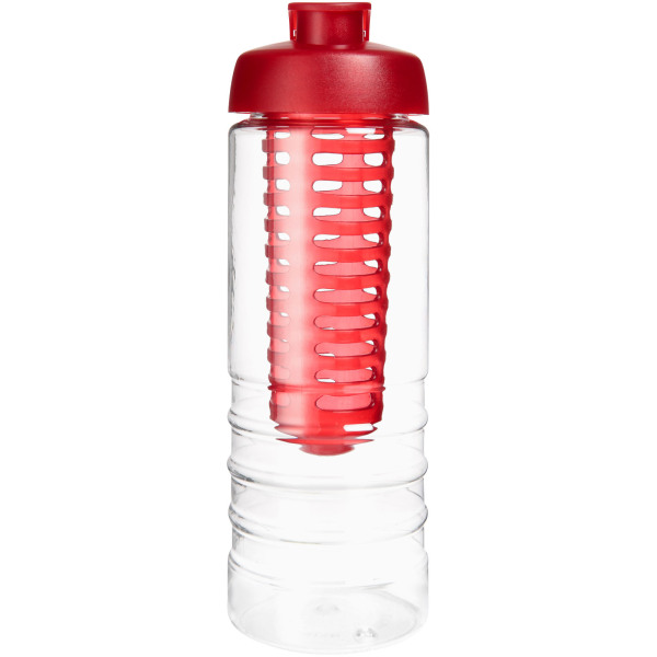 H2O Active® Treble 750 ml flip lid bottle & infuser - Transparent/Red