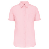Overhemd in onderhoudsvriendelijk polykatoen-popeline korte mouwen dames Pale Pink M