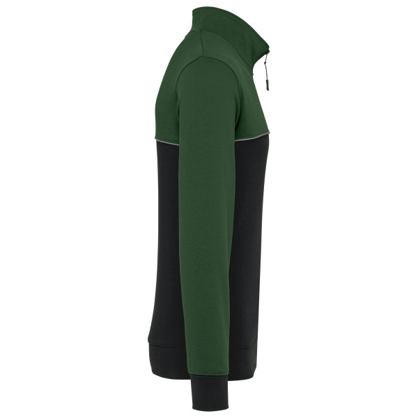 Ecologische uniseks sweater met ritskraag Black / Forest Green XXL