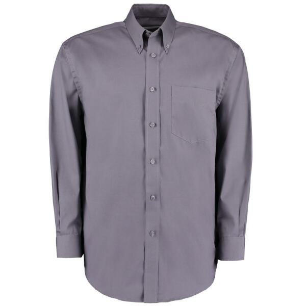 Premium Long Sleeve Classic Fit Oxford Shirt, Charcoal, 19, Kustom Kit