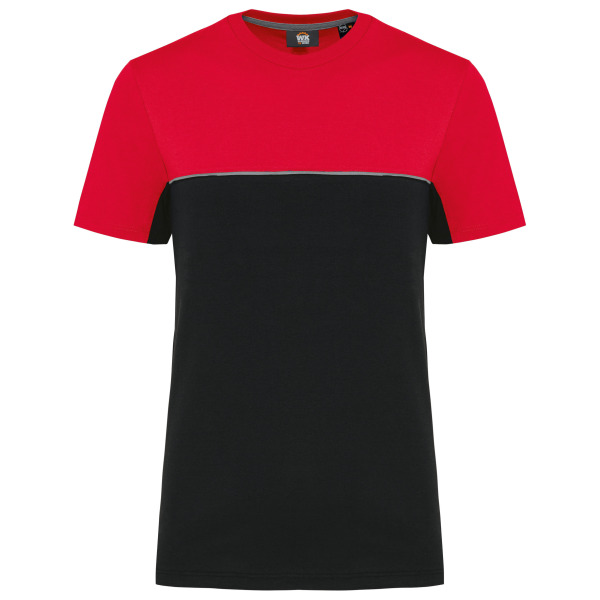 Ecologisch en tweekleurig uniseks T-shirt met korte mouwen Black / Red 5XL