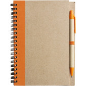 Wire bound notebook with ballpen. Stella orange