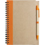 Draadgebonden notitieboekje met balpen Stella oranje