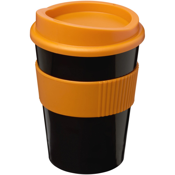 Americano® Medio 300 ml tumbler with grip - Solid black/Orange
