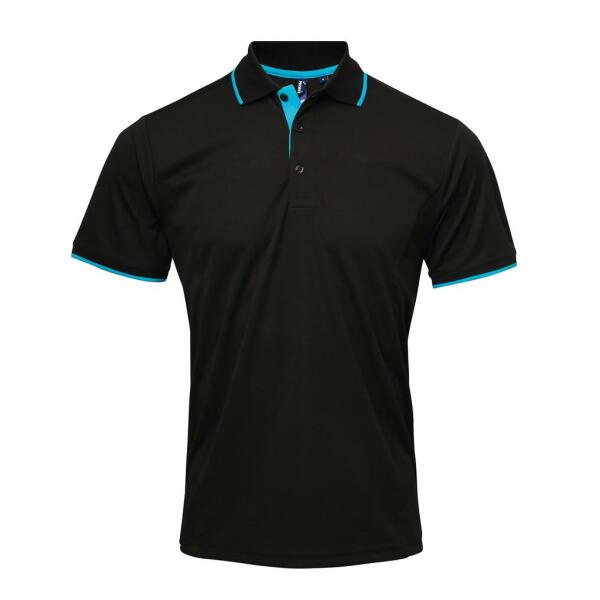 Contrast Coolchecker® Piqué Polo Shirt, Black/Turquoise Blue, XXL, Premier