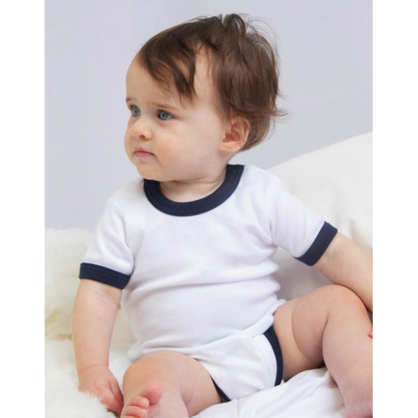 Baby Ringer Bodysuit - White/Red - 3-6