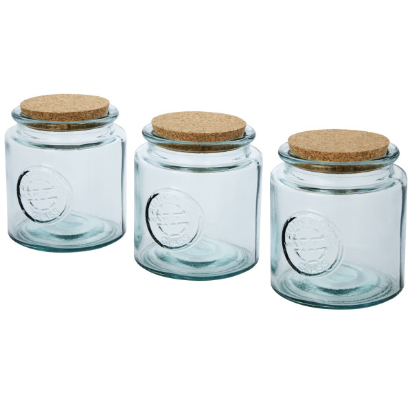 Aire 800 ml 3-piece recycled glass jar set - Transparent clear