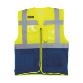 Fluo Open Mesh Executive Waistcoat - Fluo Yellow/Royal Blue - M
