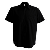 Heren non-iron micro sergé overhemd korte mouwen Black S