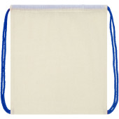 Oregon 100 g/m² ryggsäck i bomull med dragsko och färgade snören 5L - Natural/Kungsblå