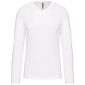 T-shirt V-hals lange mouwen White 3XL