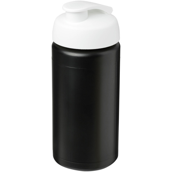 Baseline® Plus grip 500 ml flip lid sport bottle - Solid black/White