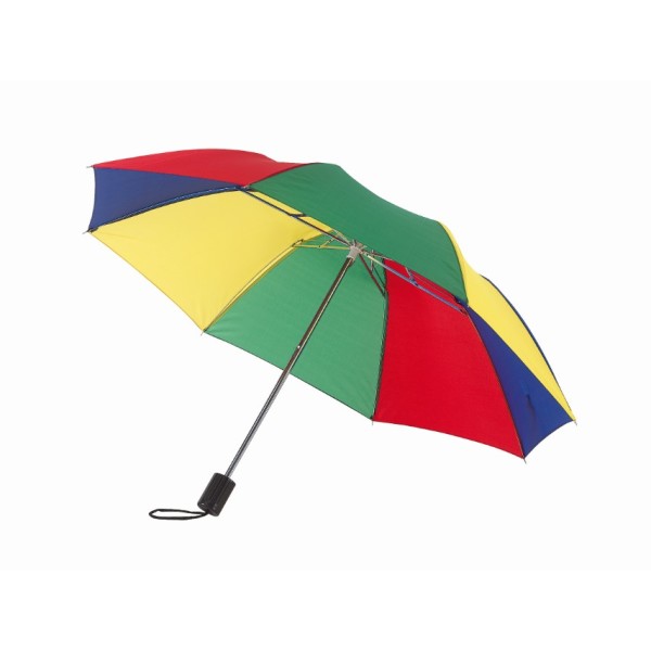Opvouwbare, uit 2 secties bestaande manueel te openen paraplu REGULAR blauw, geel, groen, rood