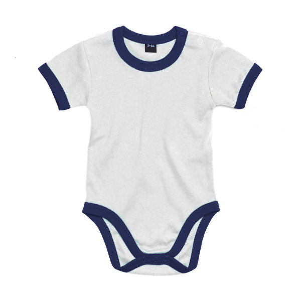 Baby Ringer Bodysuit - White/Nautical Navy - 12-18
