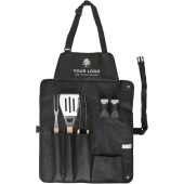 Nylon (600D) schort met barbecue set Hugo zwart