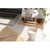 Bamboe desk organizer met 5W draadloze oplader, bruin