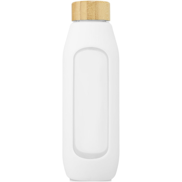 Tidan fles van 600 ml in borosilicaatglas met siliconen grip - Wit