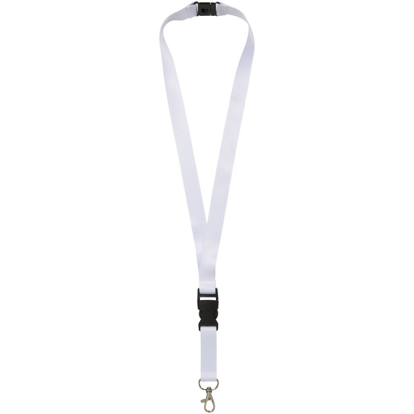 Balta recycled PET lanyard with safety buckle - White - 10mm