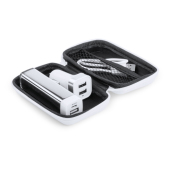 USB Powerbank oplaadset met autolader - In geritste hoes USB Powerbank oplaadset met autolader - In geritste hoes