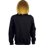 Kinder hooded sweater met gecontrasteerde capuchon Black / Yellow 12/14 jaar