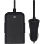 Pilot dual car charger with QC 3.0 dual back seat extended charger - Solid black