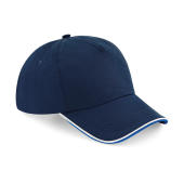Authentic 5 Panel Cap - Piped Peak - French Navy/Bright Royal/White - One Size