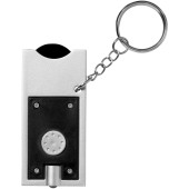 Allegro LED keychain light with coin holder - Solid black/Silver