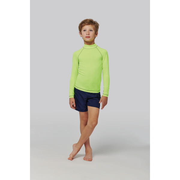 Technisch kinder-T-shirt met lange mouwen en anti-UV-bescherming Fluorescent Yellow 4/6 ans